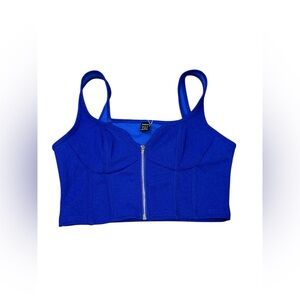 NWT‎ SHEIN Icon Blue Zip-Front Crop Top